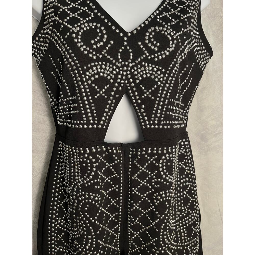 Love Nation Black Silver Studded Romper Women’s Small – Cutout Front, Open Back